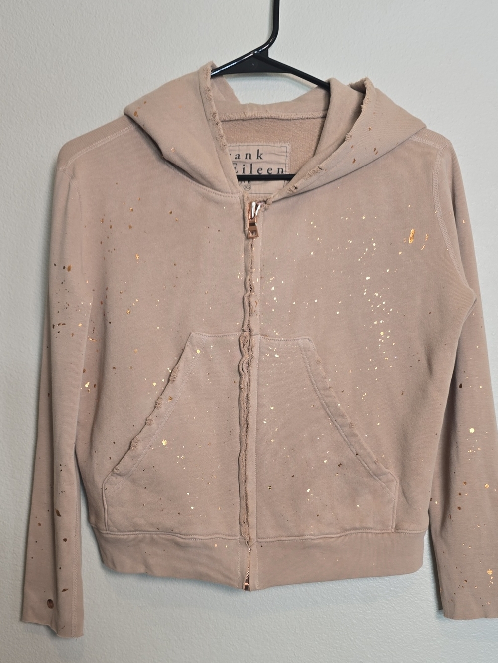 Frank & Eileen Tee Lab Naked Splatter  Gold-Speckle Hoodie Jacket Size Xs